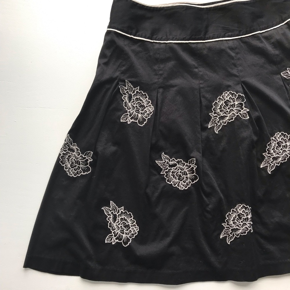 Full Black Skirt w/White Embroidered Flowers